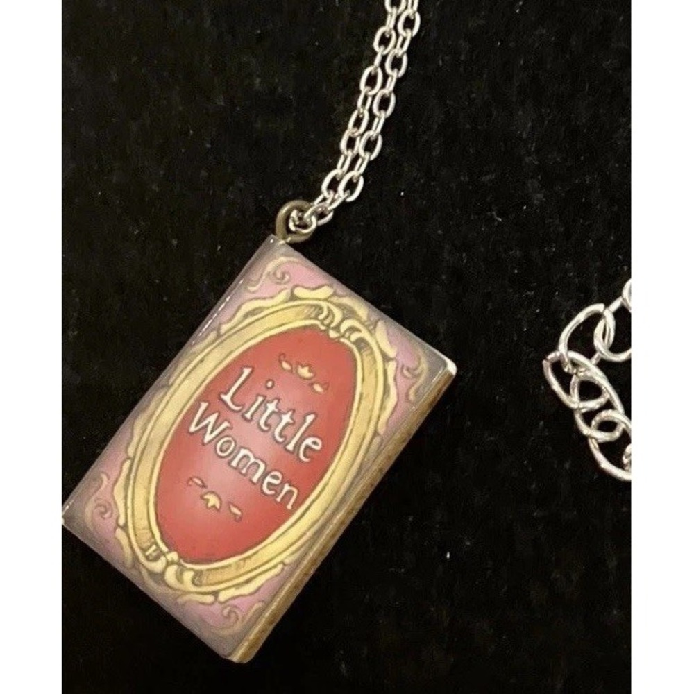 Little Women Louisa May Alcott Pendant BookCharm Silver Tone Necklace Handmade